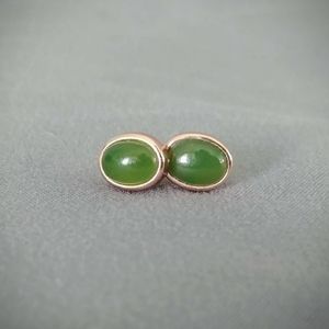 Genuine Jade Earrings in Rose Gold over S. Silver